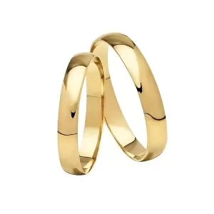 Par de Alianças de 4mm Meia Cana em Ouro